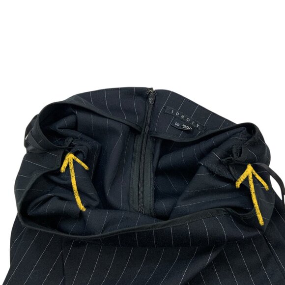 Theory Frieda Straight Skirt 00 Black Striped Mini ALTERED - Picture 6 of 12